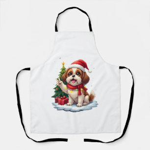 Lustige Friedenshand Shih Tzu Weihnachtslichter Da Schürze