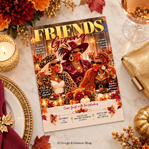 Lustige Friendsgiving-Einladung Glamouröse Truthah Einladung