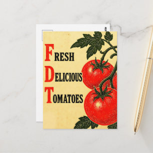 Lustige frische leckere Tomaten im Vintage-Stil Postkarte