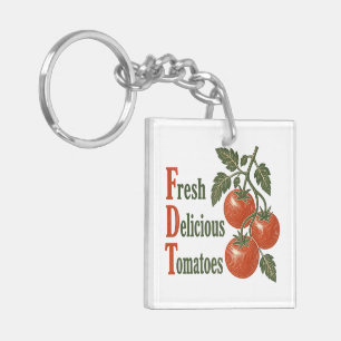 Lustige frische leckere Tomaten Vintage-Holzschnit Schlüsselanhänger