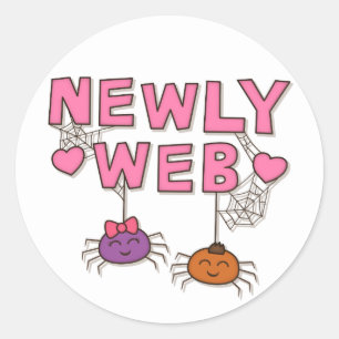Lustige Frischvermählte oder Webspinnen Pun Humor Runder Aufkleber