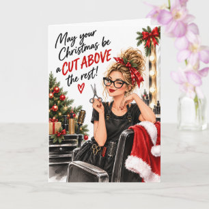 Lustige Friseur-Weihnachtskarte Cut Above Karte