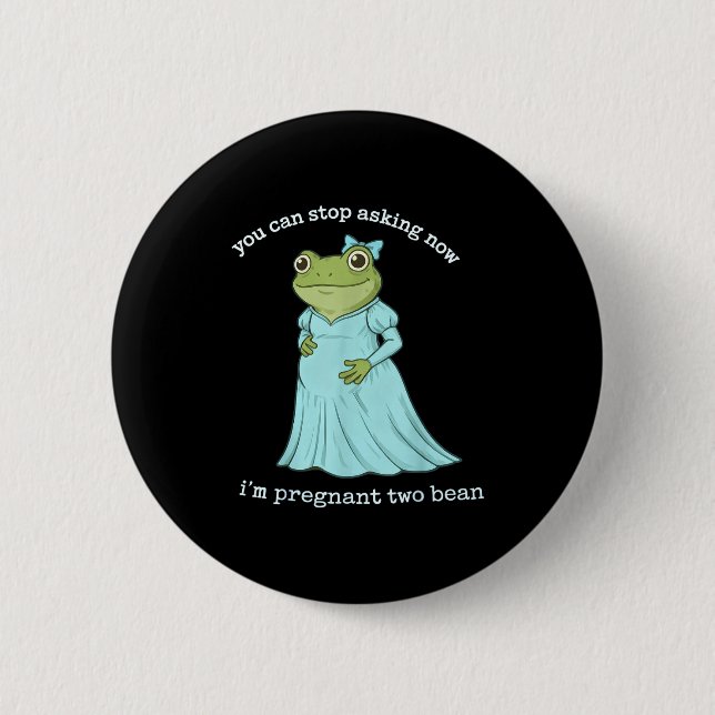 Lustige Frog Schwangerschaftsankündigung Mittelalt Button (Vorderseite)