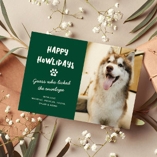 Lustige Frohe Howlidays Haustier-Hund-Foto Weihnac Feiertagspostkarte