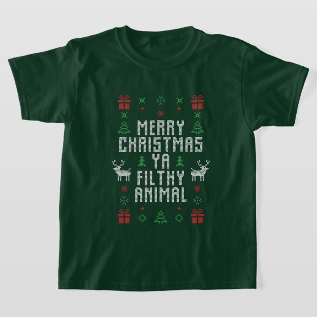 lustige frohe Weihnachten dreckige Tierwortkunst T-Shirt (Ablage )