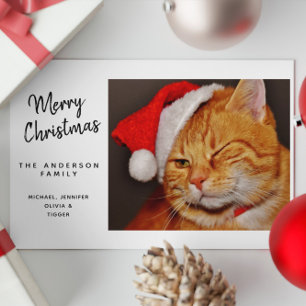 Lustige Frohe Weihnachten Orange Katze mit Santa H