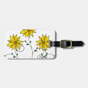 Lustige Fröhliche Gelbe Blumen Doodle-Kunst Gepäckanhänger
