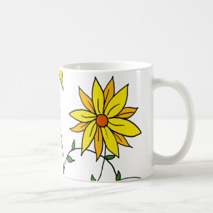 Lustige Fröhliche Gelbe Blumen Doodle-Kunst Tasse