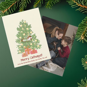 Lustige Fröhliche Katzenschläfchen! Katze auf dem  Feiertagskarte