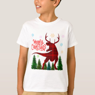 lustige fröhliche Weihnachten Dinosaurier Hirsch K T-Shirt