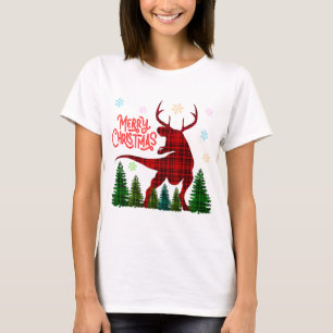lustige fröhliche Weihnachten Dinosaurier Hirsch K T-Shirt