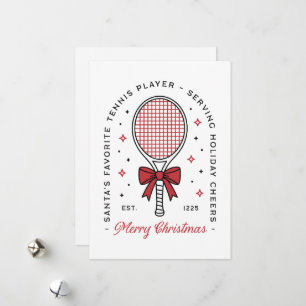 Lustige, fröhliche Weihnachtsgrüße für Tennisliebh Feiertagskarte