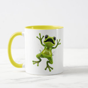 Lustige Frosch-Illustration Glänzend Grün Tasse