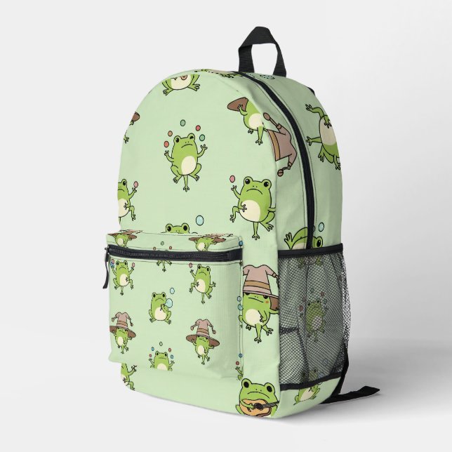 Lustige Frösche auf Achse Bedruckter Rucksack (Rückseitige Ecke Rechts)