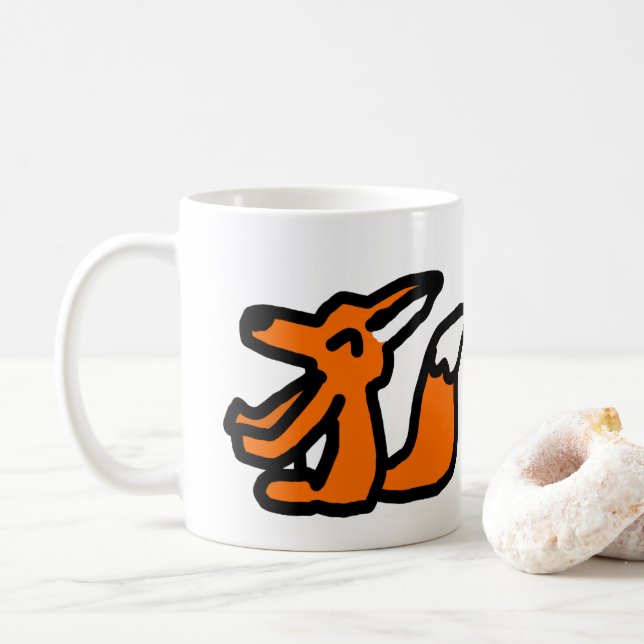 Lustige Fuchszeichnung Kaffeetasse (Mit Donut)