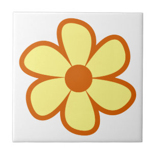 Lustige funky 60er 70er Retro-Blumen-Keramikfliese Fliese