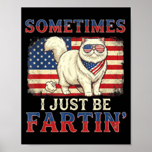 Lustige furzende Katze amerikanische Flagge Retro Poster