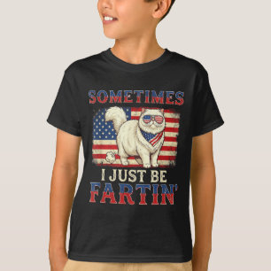 Lustige furzende Katze amerikanische Flagge Retro T-Shirt