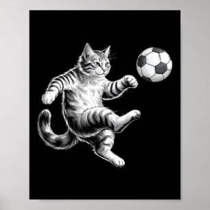 Lustige Fußball-Katze Männer Frauen Kinder Poster