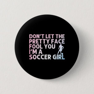 Lustige Fußballkunst für Mädchen Frauen Fußball Li Button