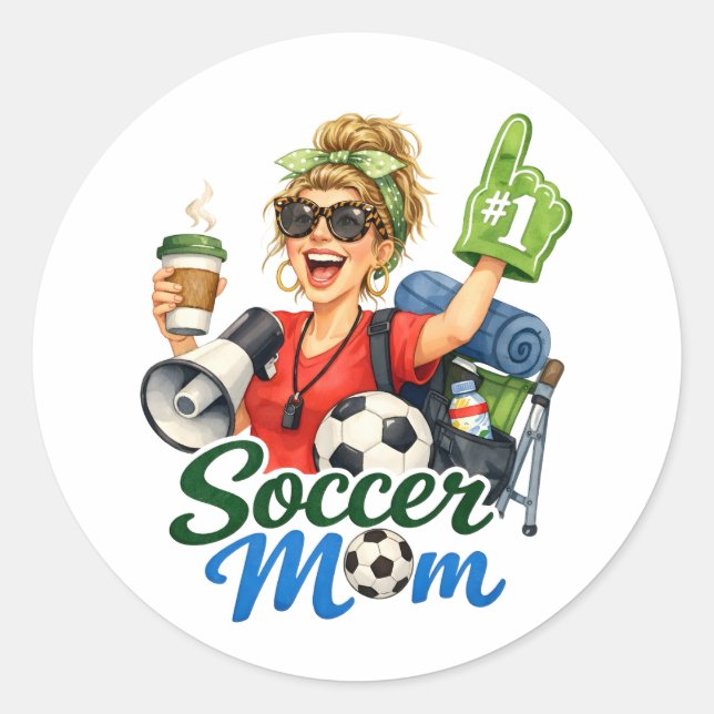 Lustige Fußballmutter  Runder Aufkleber (Vorderseite)