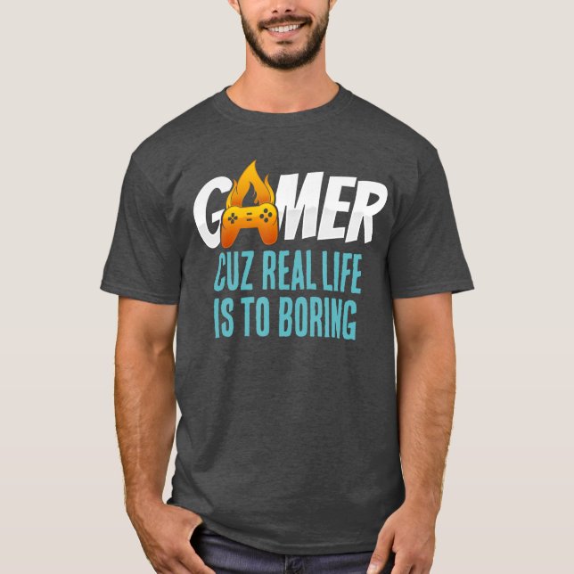 Lustige Gamer-Definition Controller Flammen Gaming T-Shirt (Vorderseite)