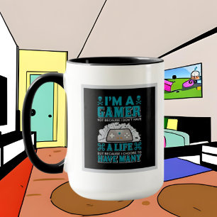 lustige Gamer fügen Monogramm Wortart hinzu Tasse