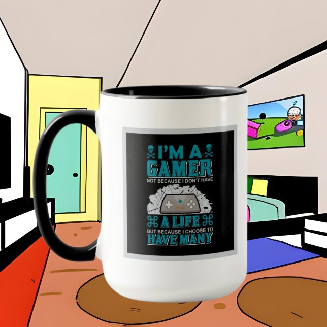 lustige Gamer fügen Monogramm Wortart hinzu Tasse (Von Creator hochgeladen)