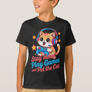 Lustige Gamer-Katze bleibt zu Hause2 T-Shirt