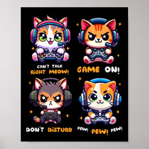 Lustige Gamer-Katze Gaming-Videospiele Pew-Jungs M Poster