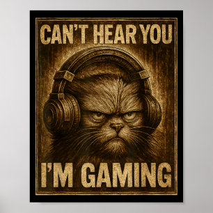 Lustige Gamer-Katze Männer Frauen Jungen können di Poster