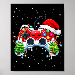 Lustige Gamer-Weihnachten-Santa-Hut-Videospiel-Ste Poster