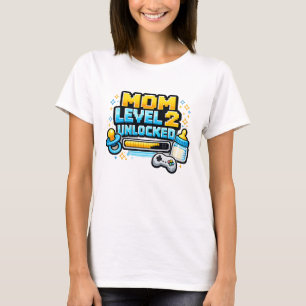 Lustige Gaming-Mutter Level 2 freigeschaltet Zweit T-Shirt