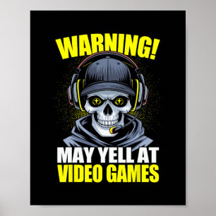Lustige Gaming-Warnung Kann Bei Videospielen Schre Poster