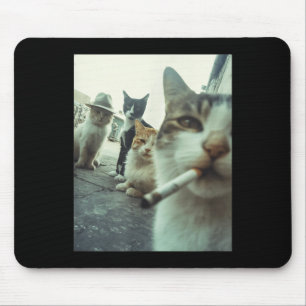 Lustige Gangsterkatze raucht, lustige Katzen-Meme- Mousepad