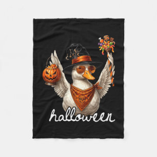 Lustige Gans Halloween Hexe Kürbis Geist Gans Fleecedecke