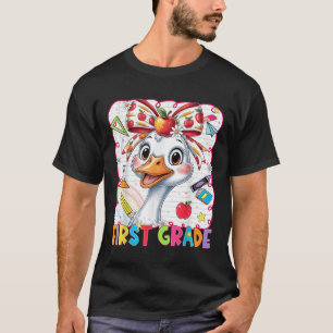 Lustige Gans Kokette Schleife Erste Klasse Zurück T-Shirt
