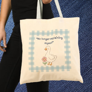Lustige Gans mit blauem Gingham-Taschentuch-Handta Tragetasche