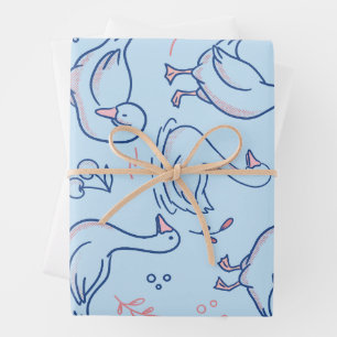 Lustige Gans-Muster Geschenkpapier Set