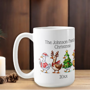 Lustige Gänse-Familien-Weihnachten Kaffeetasse