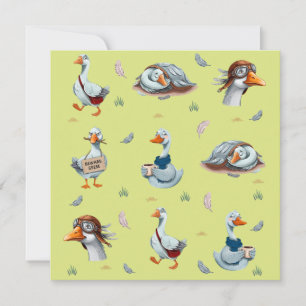 Lustige Gänse Muster – Whimsical Gans Druck Einladung