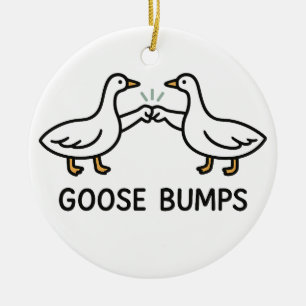 Lustige Gänsehaut Cartoon Fäuste stoßende Gänse Keramik Ornament