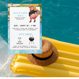Lustige Garten-BBQ- und Poolparty II Einladung