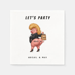 Lustige Gartenparty mit BBQ und Bier Serviette