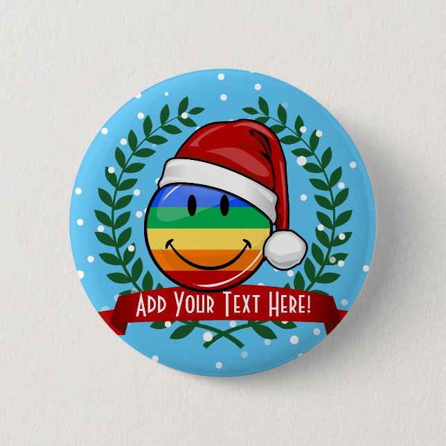 Lustige Gay Pride-Flaggen-Weihnachtsart Button (Vorderseite)