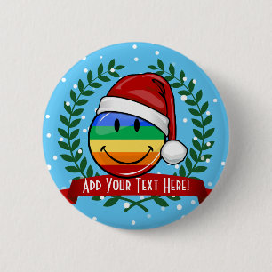 Lustige Gay Pride-Flaggen-Weihnachtsart Button