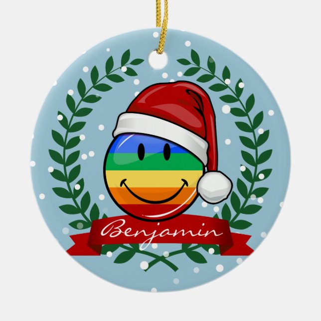 Lustige Gay Pride-Flaggen-Weihnachtsart Keramikornament (Vorne)