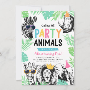 Lustige Geburtstagseinladung für coole Party-Tiere Einladung