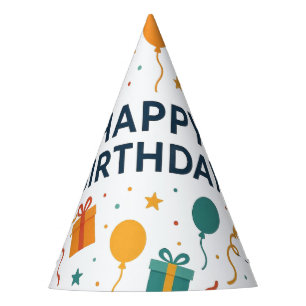 Lustige Geburtstagsfeier Luftballons und Geschenke Partyhütchen
