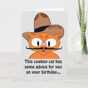 Lustige Geburtstagskarte Cartoon Cowboy Schnurrbar Karte